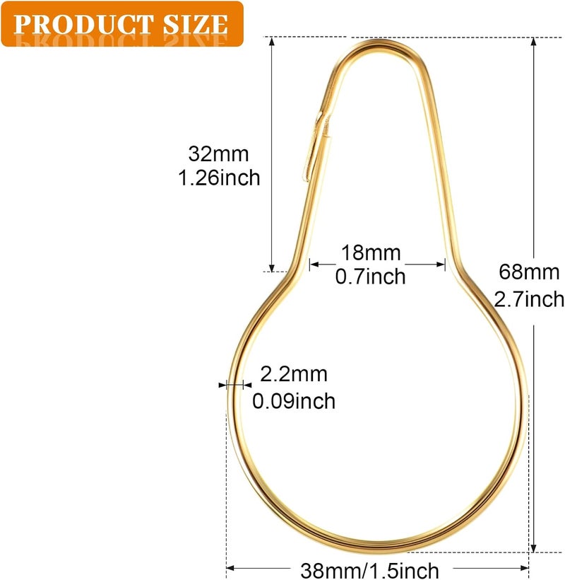Queekay Metal Shower Curtain Hooks Hanging Clips Metal Curtain Rings Practical Reusable Shower Hangers for Bathroom Bedroom Kitchen Home Applications(Gold,60 Pieces) - Image 2